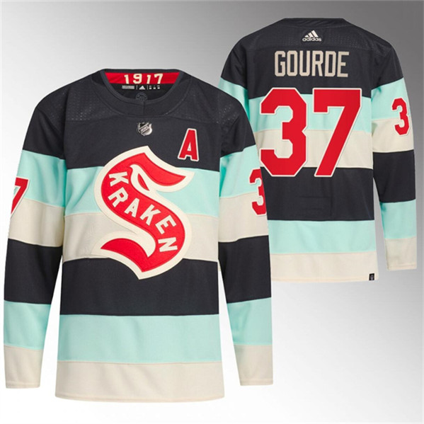 Seattle Kraken #37 Yanni Gourde Deep Sea Blue 2024 Winter Classic Primegreen Stitched Jersey - Zenithce