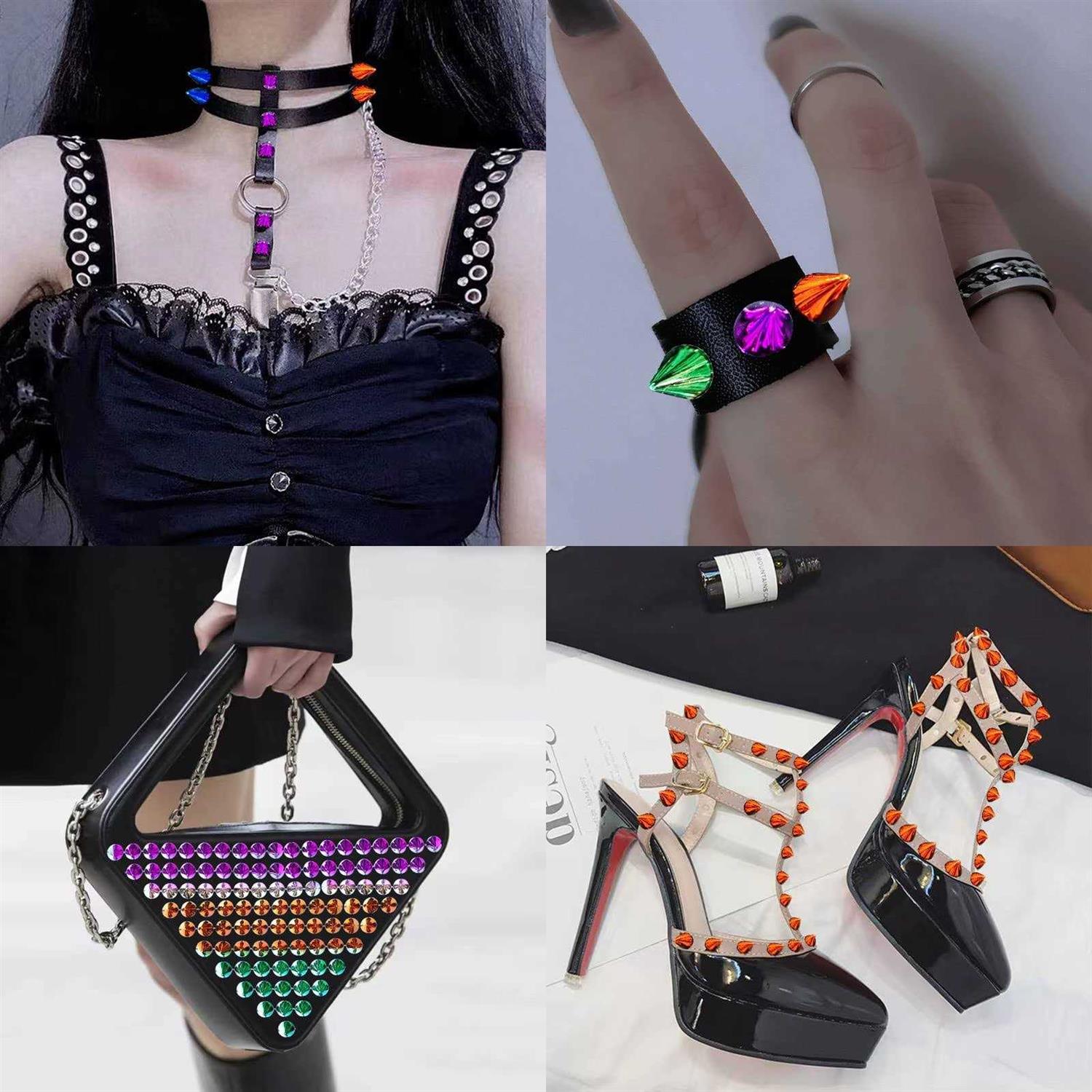 Yhsheen 1 Yard Sew Stitch On Spike Stud Rivet Flat-Back Punk Rock Trim Ribbon mesh Bead Craft - Zenithce