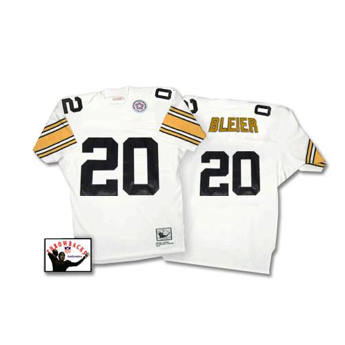 Mitchell Ness Steelers #20 Rocky Bleier White Stitched Throwback Jersey - Zenithce