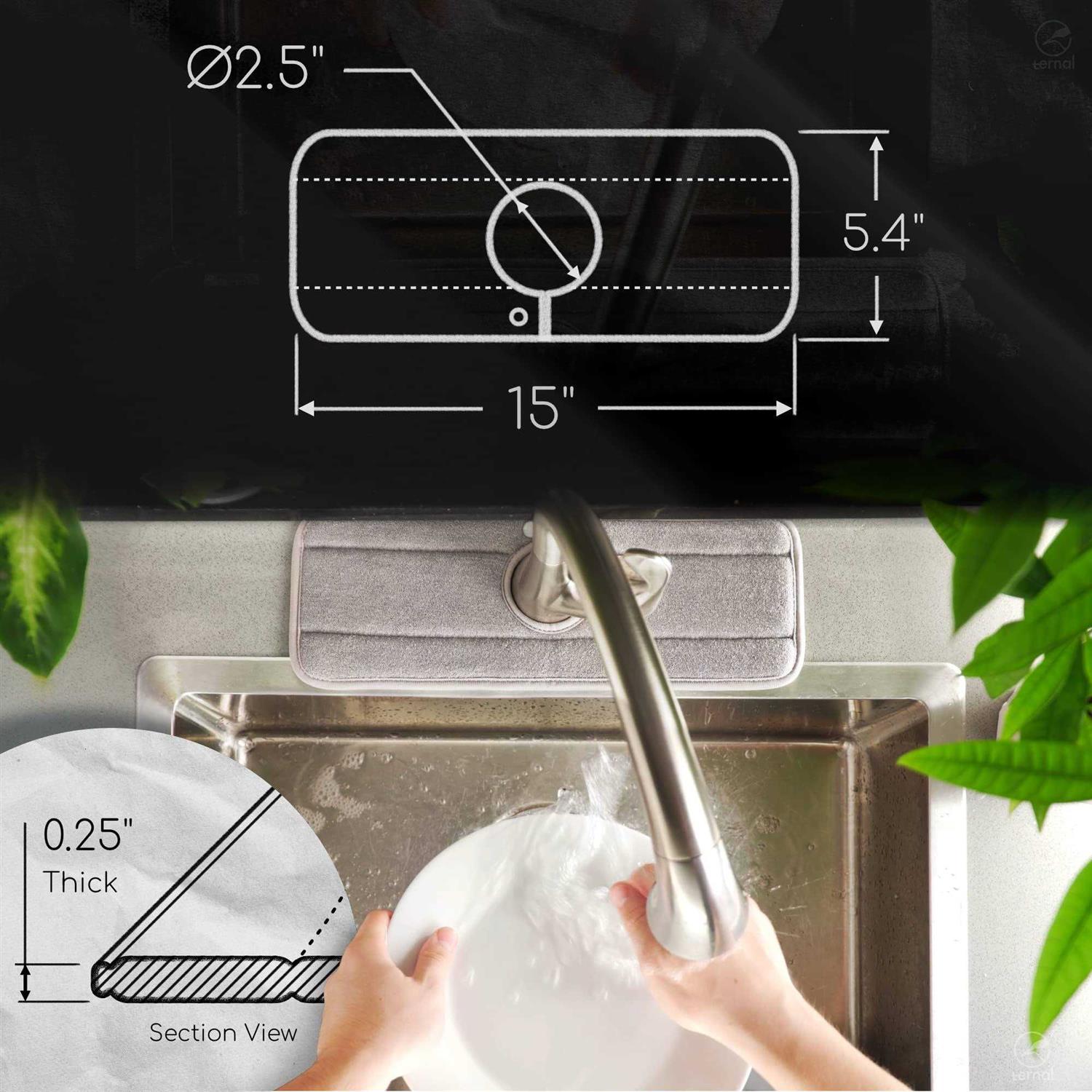 Ternal Sinkmat for Kitchen Faucet Original Design Absorbent Microfiber Fabric - Zenithce