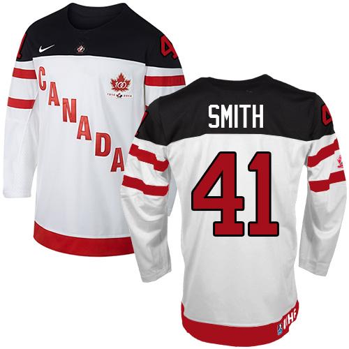 Olympic CA. #41 Mike Smith White 100th Anniversary Stitched Jersey - Zenithce