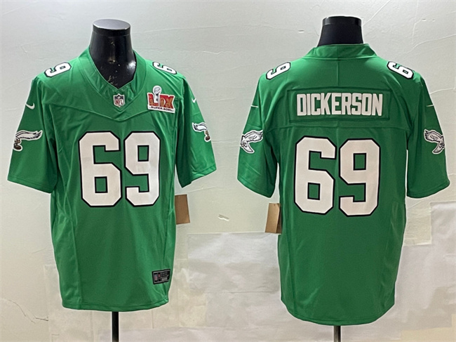Philadelphia Eagles #69 Landon Dickerson Green 2025 Super Bowl LIX Patch F.U.S.E. Throwback Vapor Untouchable Limited Stitched Jersey - Zenithce