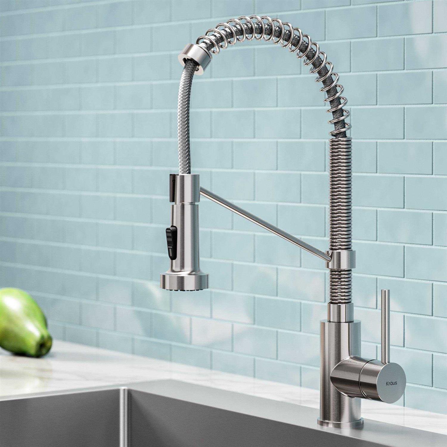 Kraus Bolden Single Handle 18-Inch Commercial Kitchen Faucet with Dual Function Pull-Down Sprayhead KPF-1610 - Zenithce