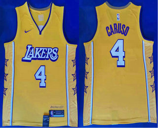 Los Angeles Lakers #4 Alex Caruso Yellow 2020 City Edition Swingman Jersey - Zenithce