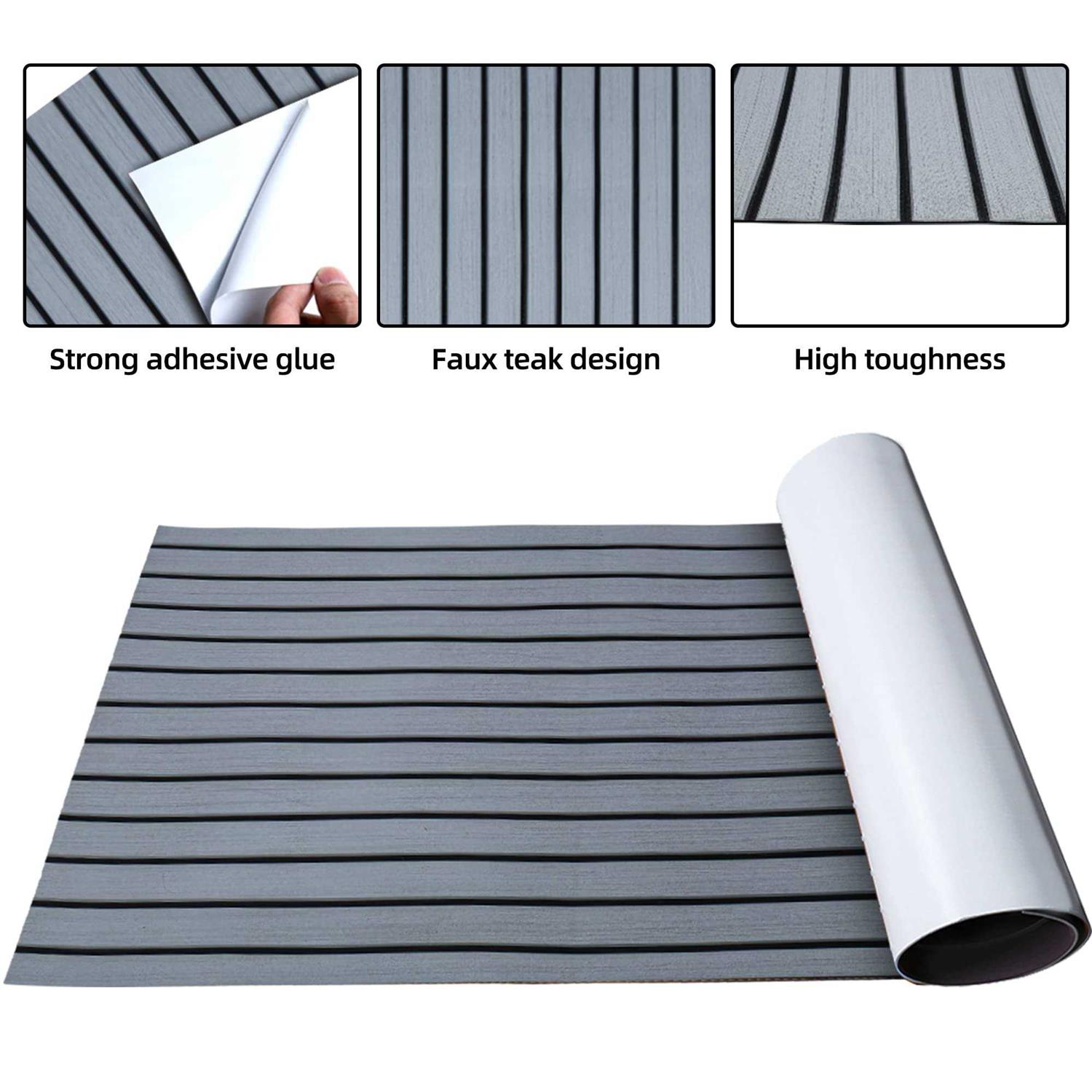 FOCEAN Boat Flooring EVA Foam Boat Decking Faux Teak Marine Flooring Boat Mat Boat Carpet Sheet for Motorboat RV Yacht Kayak Surfboard - Zenithce
