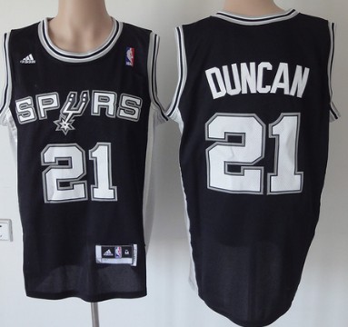 San Antonio Spurs #21 Tim Duncan Revolution 30 Swingman Black Jersey - Zenithce