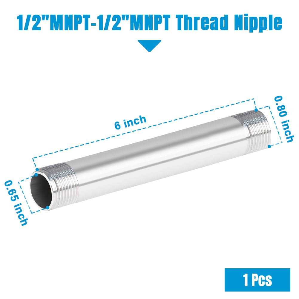 Quickun 304 Stainless Steel Nipple Pipe Fitting NPT x - Zenithce