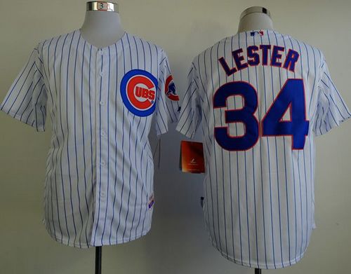 Cubs #34 Jon Lester White(Blue Strip) Cool Base Stitched Jersey - Zenithce