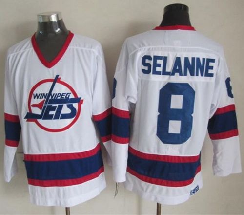 Jets #8 Teemu Selanne White CCM Throwback Stitched Jersey - Zenithce