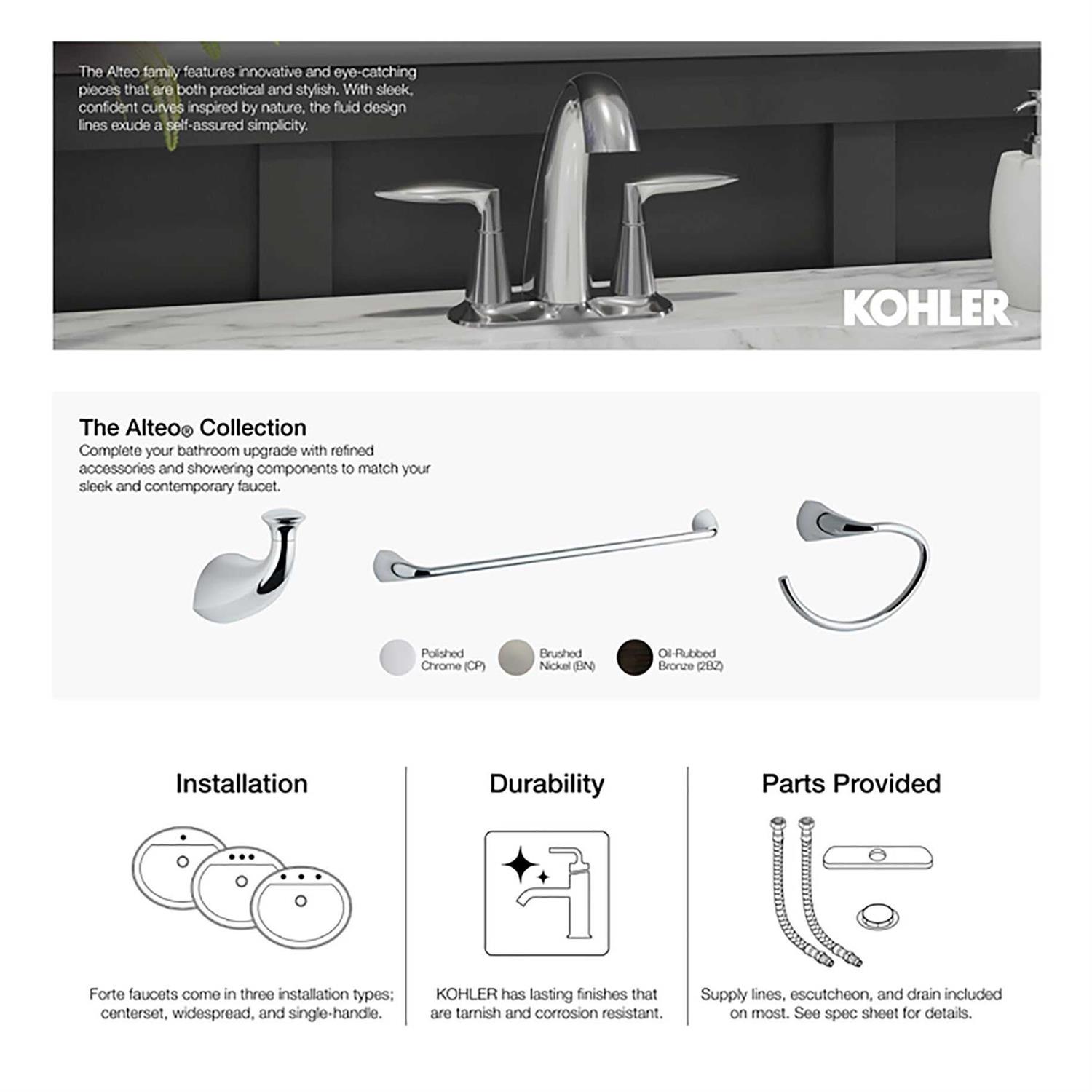 Kohler K-45102-4 Alteo Widespread Bathroom Faucet K-45102-4-CP - Zenithce