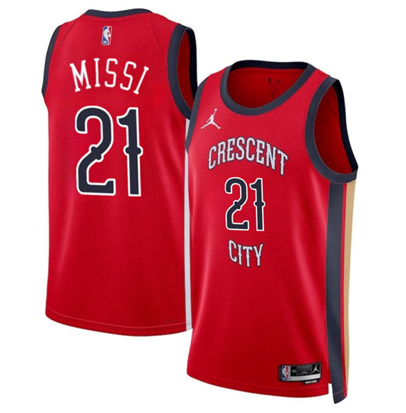 New Orleans Pelicans #21 Yves Missi Red 2024 Draft Statement Edition Stitched Jersey - Zenithce