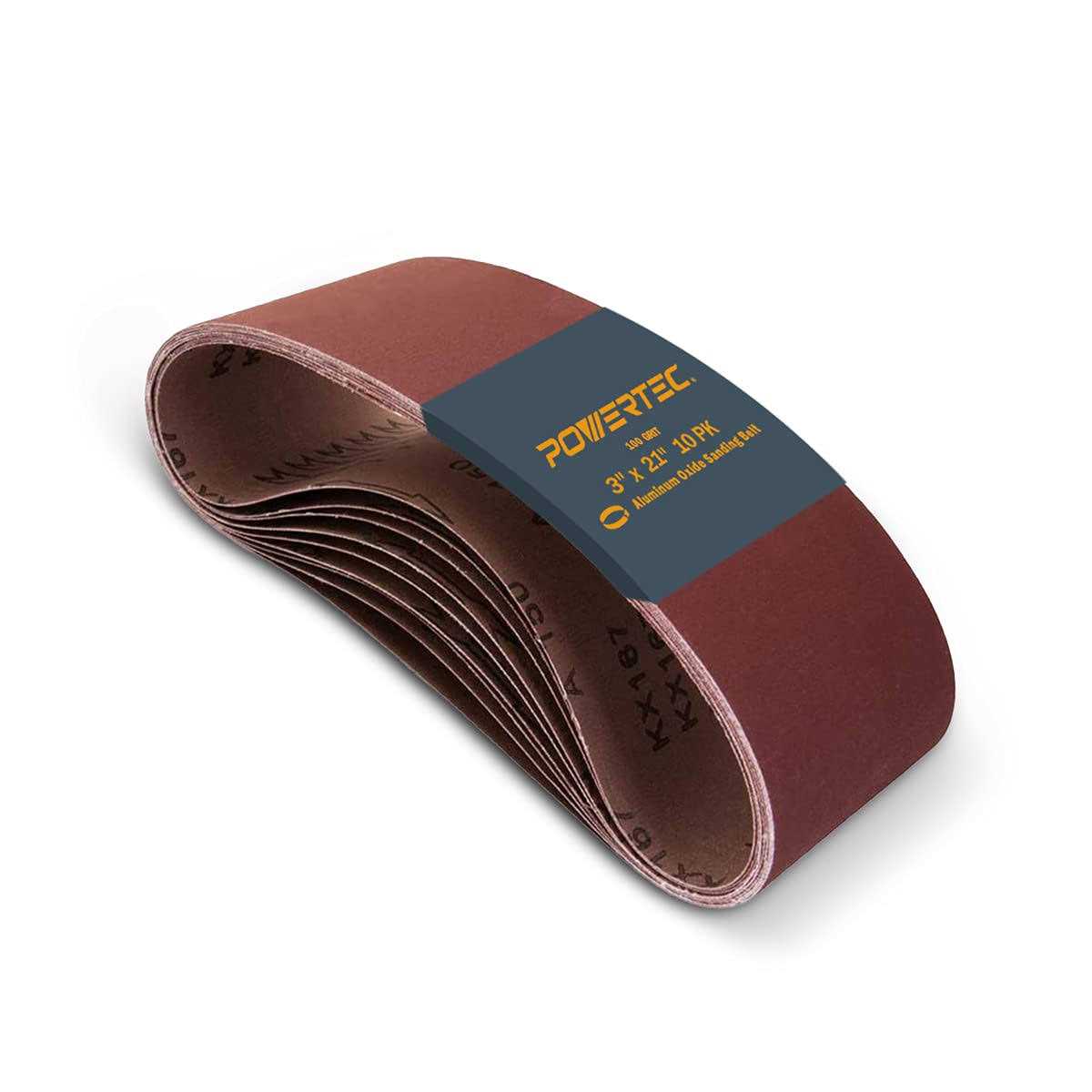 Powertec 3 x Sanding Belts Grit Aluminum Oxide Sanding Belt - Zenithce