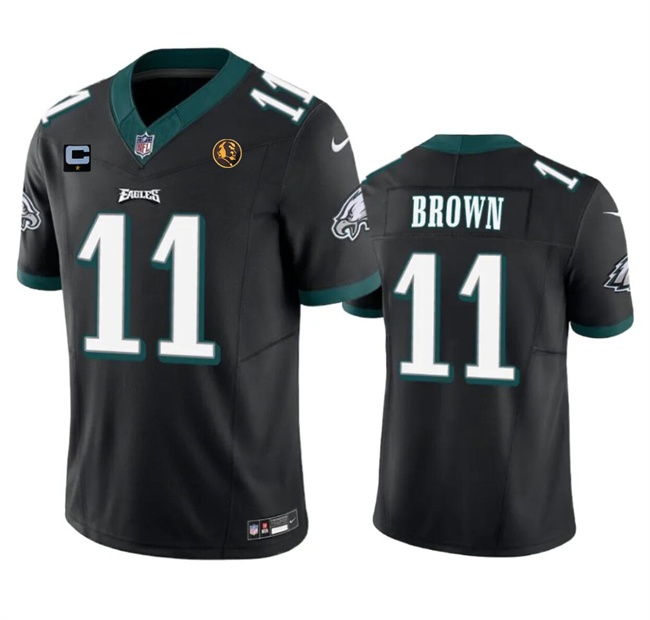 Philadelphia Eagles #11 A. J. Brown Black 2023 F.U.S.E. With 1-Star C Patch And John Madden Patch Vapor Limited Stitched Jersey - Zenithce