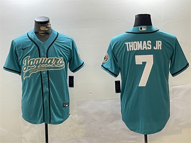 Jacksonville Jaguars #7 Brian Thomas Jr Teal With Patch Cool Base Stitched Jersey - Zenithce