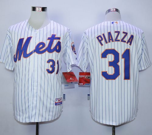 Mets #31 Mike Piazza White(Blue Strip) Home Cool Base Stitched Jersey - Zenithce