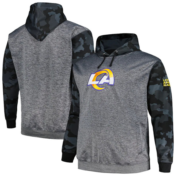 Los Angeles Rams Heather Charcoal Big Tall Camo Pullover Hoodie - Zenithce