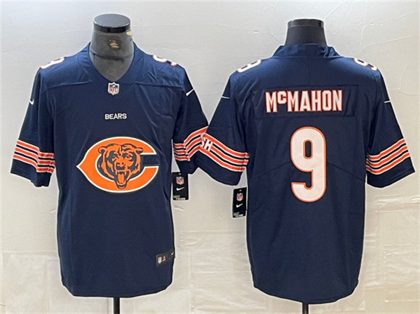Chicago Bears #9 Jim McMahon Navy Team Big Logo Limited Vapor Untouchable Limited Stitched Jersey - Zenithce