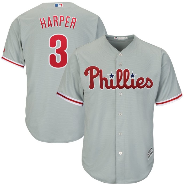Philadelphia Phillies #3 Bryce Harper Gray Cool Base Stitched Jersey - Zenithce