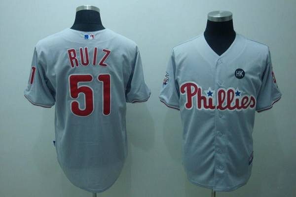 Phillies #51 Carlos Ruiz Stitched Grey Jersey - Zenithce