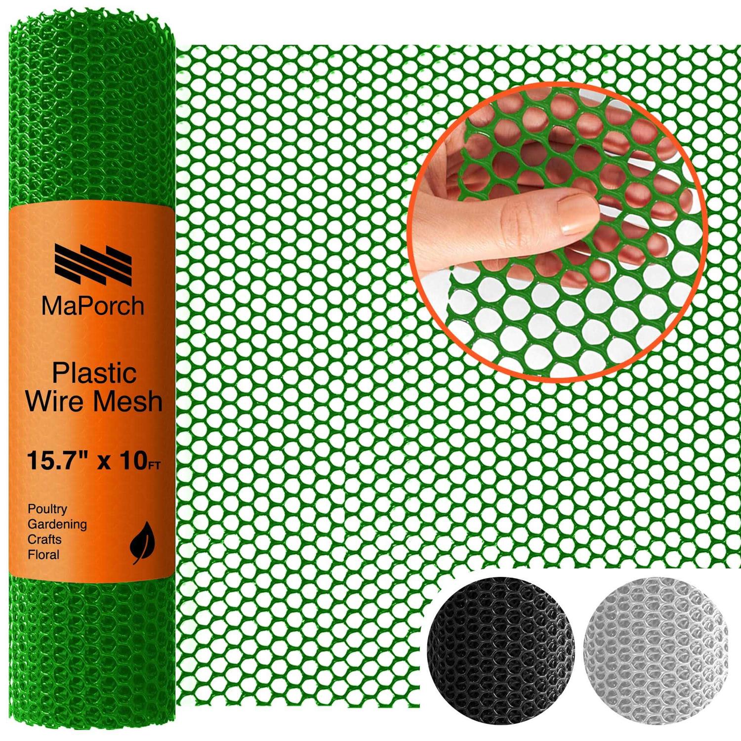 Maporch Upgraded 157in X 10ft Green Plastic Chicken Wire Fence Mesh - Zenithce
