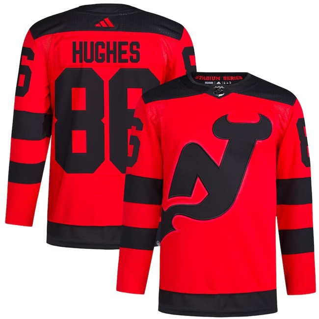 New Jersey Devils #86 Jack Hughes Red 2023-2024 Stadium Series Stitched Jersey - Zenithce