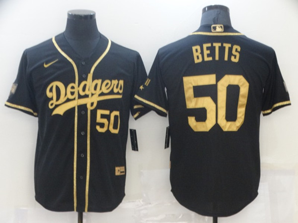 Los Angeles Dodgers #50 Mookie Betts Black Gold 2020 World Series Stitched Jersey - Zenithce