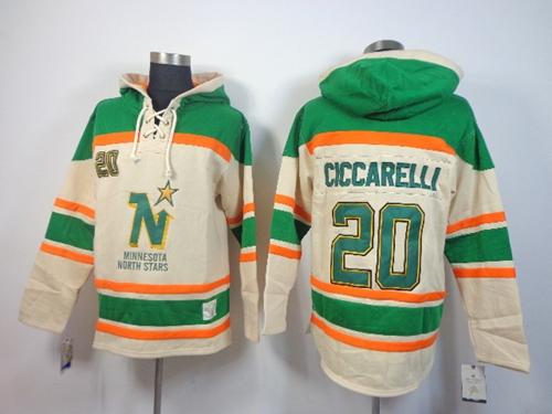 Stars #20 Dino Ciccarelli Cream Sawyer Hooded Sweatshirt Stitched Jersey - Zenithce