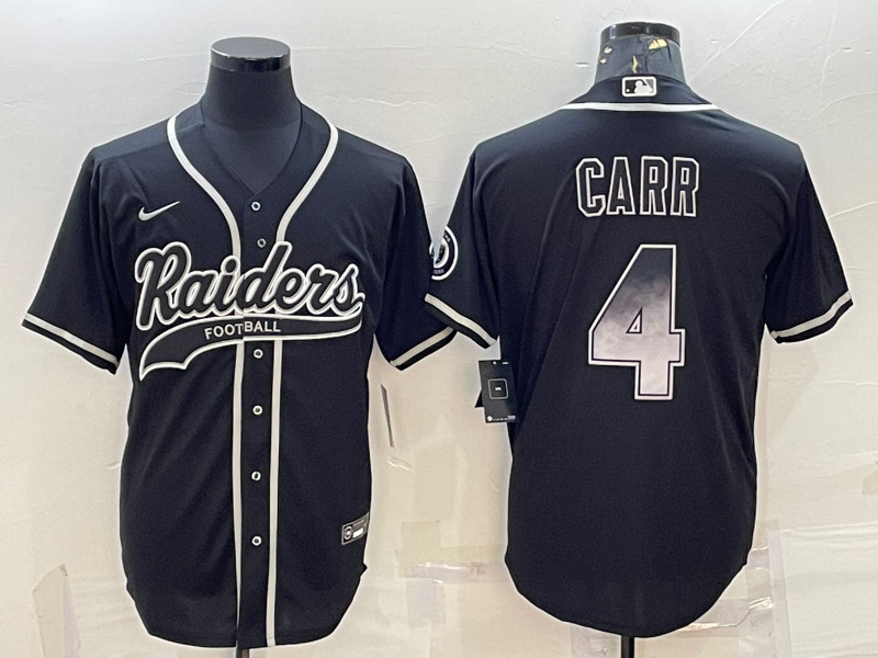 Las Vegas Raiders #4 Derek Carr Black Gold With Patch Cool Base Stitched Jersey - Zenithce