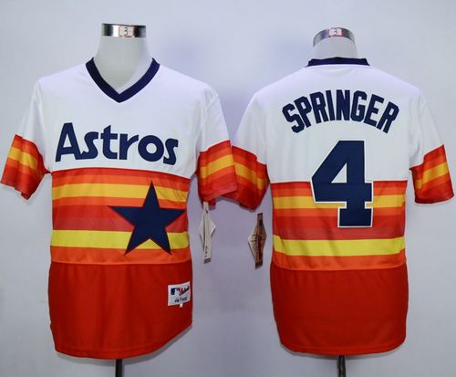 Astros #4 George Springer White Orange 1980 Turn Back The Clock Stitched Jersey - Zenithce