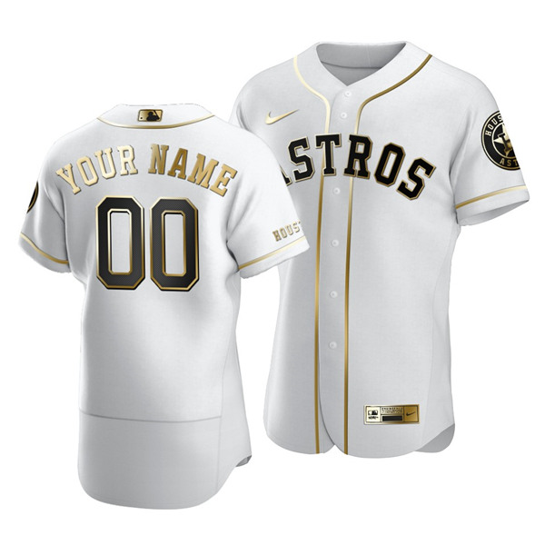 Houston Astros Customized White Golden Edition Flex Base Sttiched Jersey - Zenithce