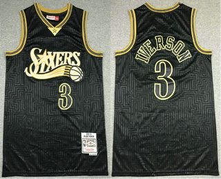 Philadelphia 76ers #3 Allen Iverson Black 2000-01 Hardwood Classics Soul Swingman Throwback Jersey - Zenithce