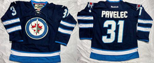 Jets #31 Ondrej Pavelec Dark Blue Stitched Jersey - Zenithce