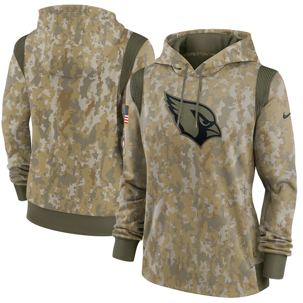 Women's Arizona Cardinals 2021 Camo Salute To Service Therma Performance Pullover Hoodie(Run Small) - Zenithce