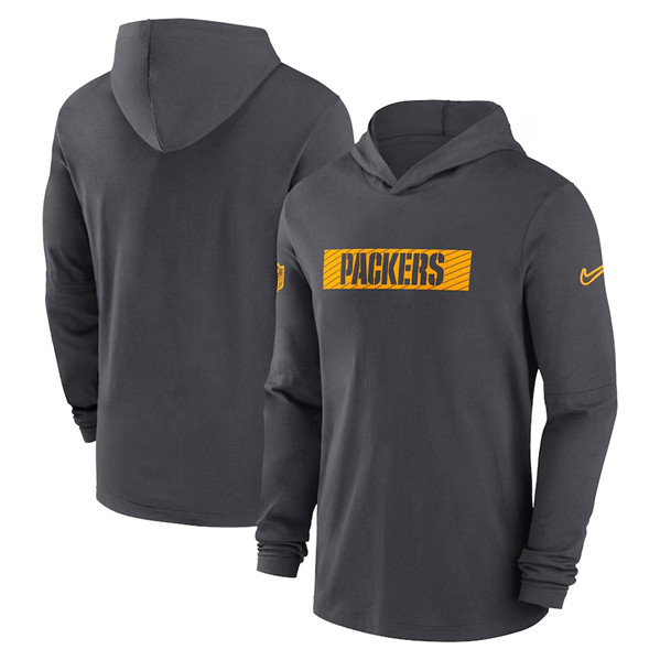 Green Bay Packers Charcoal Sideline Performance Hoodie - Zenithce