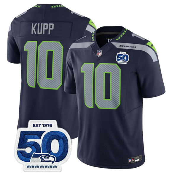Seattle Seahawks #10 Cooper Kupp Navy 2025 F.U.S.E. 50th Anniversary Patch Vapor Limited Football Stitched Jersey - Zenithce