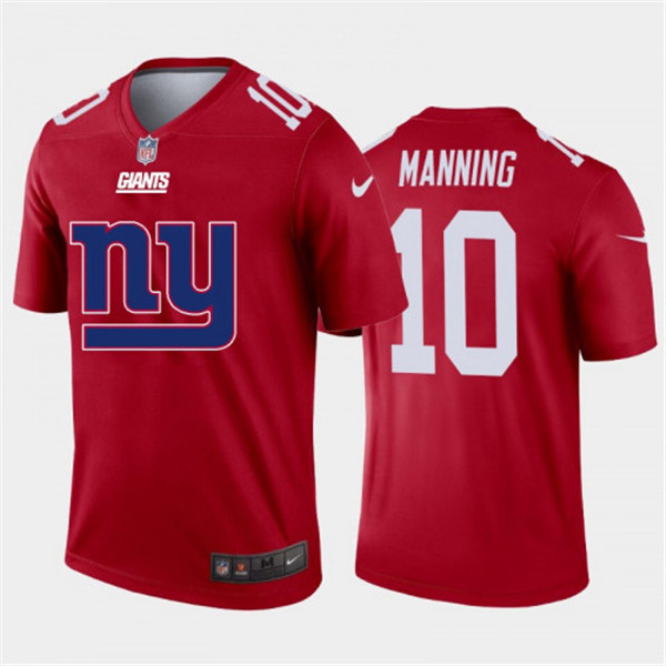 New York Giants #10 Eli Manning Red 2020 Team Big Logo Inverted Legend Stitched Jersey - Zenithce