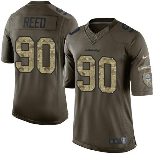 Seahawks #90 Jarran Reed Green Stitched Limited Salute To Service Nike Jersey - Zenithce