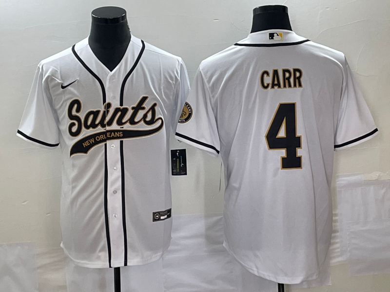 New Orleans Saints #4 Derek Carr White With Patch Cool Base Stitched Jersey - Zenithce