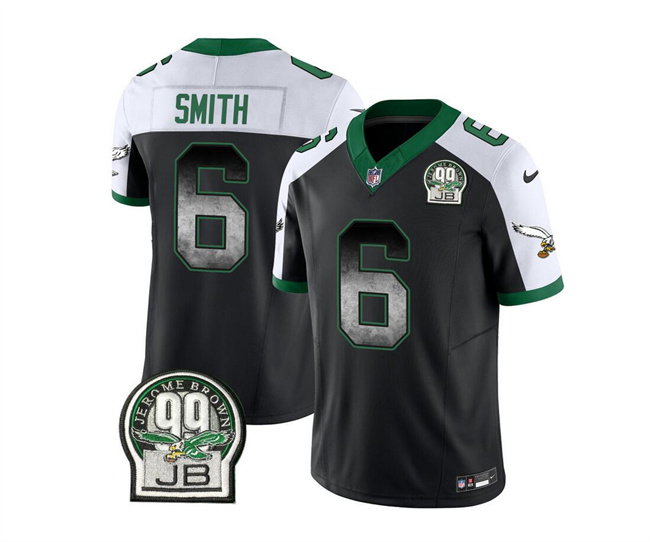 Philadelphia Eagles #6 DeVonta Smith Black White 2023 F.U.S.E. Throwback Vapor Untouchable Limited Stitched Jersey - Zenithce