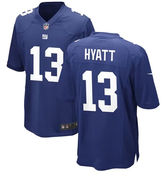 New York Giants #13 Jalin Hyatt Royal Stitched Game Jersey - Zenithce