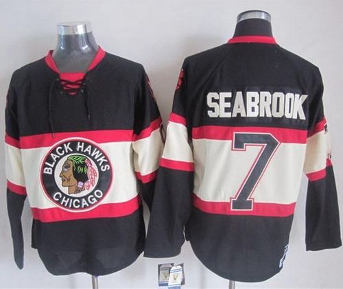 Blackhawks #7 Brent Seabrook Black Third CCM Stitched Jersey - Zenithce