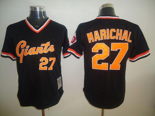 Mitchell And Ness Giants #27 Juan Marichal Black Throwback Stitched Jersey - Zenithce