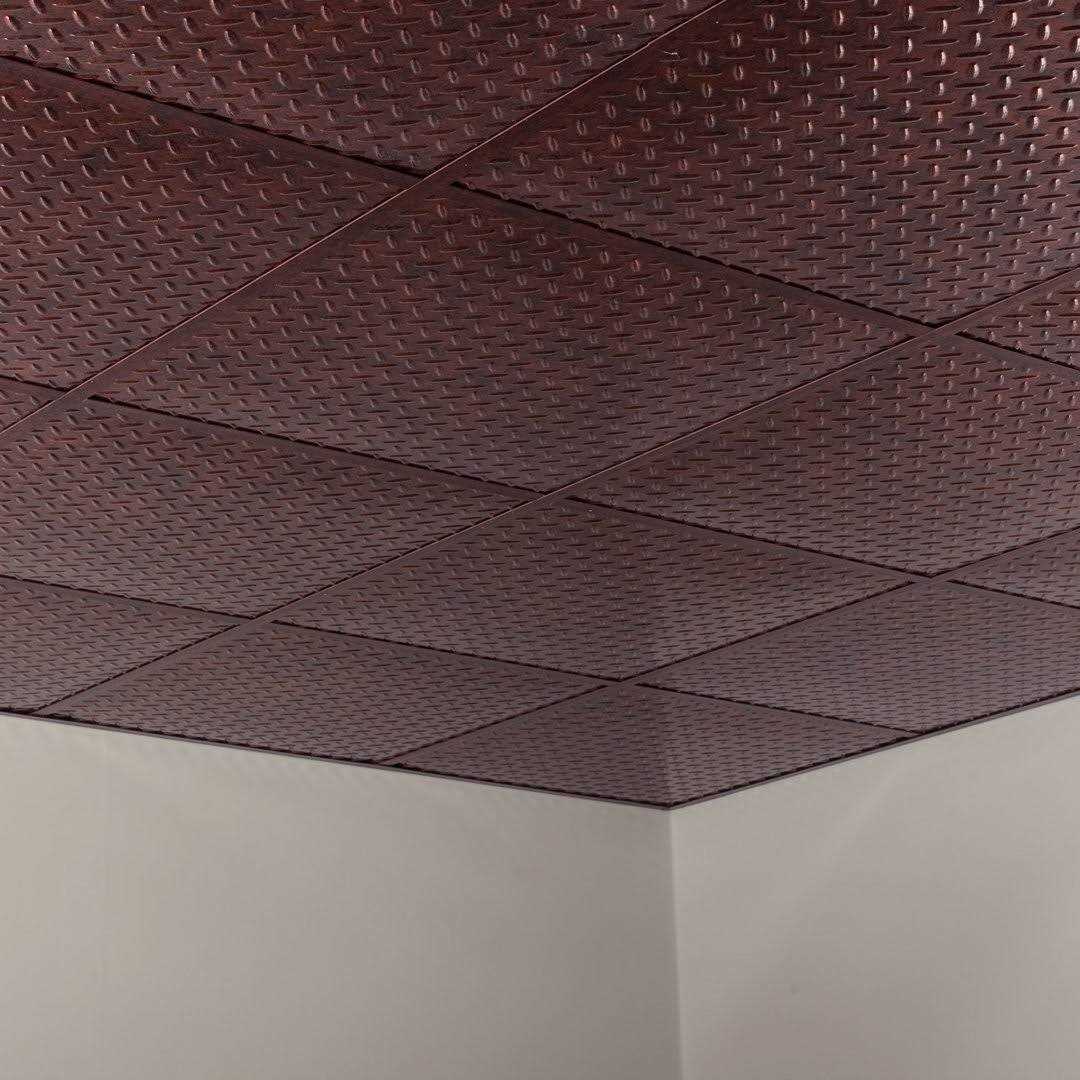 Fasade Diamond Plate Decorative Vinyl 2ft x 2ft Lay In Ceiling Tile - Zenithce