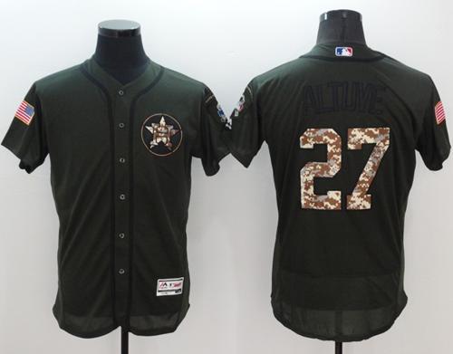 Astros #27 Jose Altuve Green Flexbase Authentic Collection Salute To Service Stitched Jersey - Zenithce