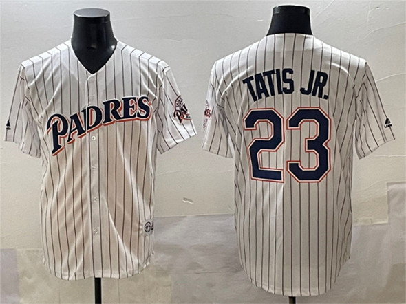 San Diego Padres #23 Fernando Tatis Jr. White Throwback With Patch Cool Base Stitched Jersey - Zenithce