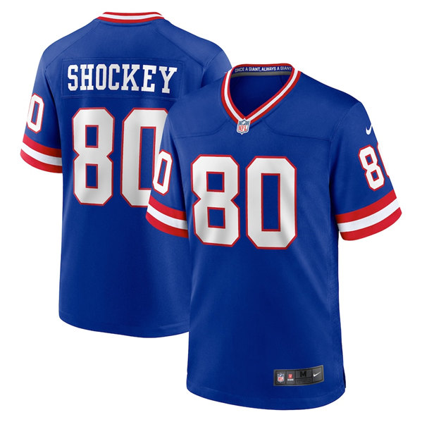 New York Giants #80 Jeremy Shockey Royal Stitched Game Jersey - Zenithce