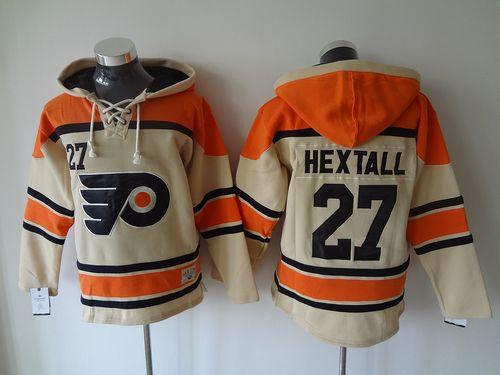 Flyers #27 Ron Hextall Cream Sawyer Hooded Sweatshirt Stitched Jersey - Zenithce