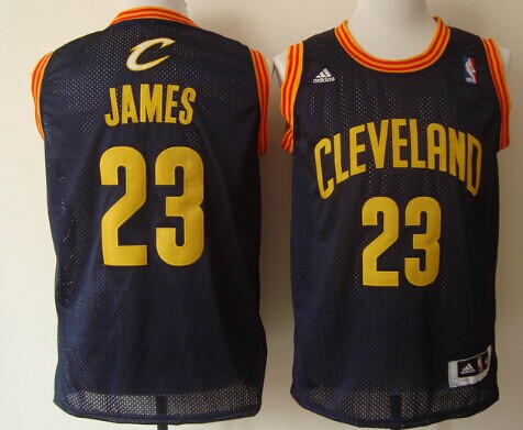 Cleveland Cavaliers #23 LeBron James Navy Blue With Gold Swingman Jersey - Zenithce