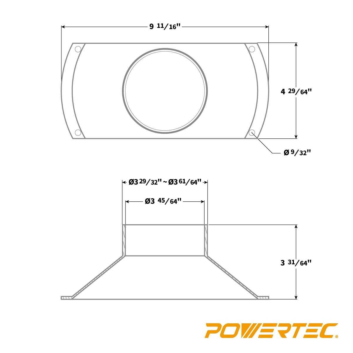POWERTEC 70145 4-Inch to 3-Inch Reducer - Zenithce