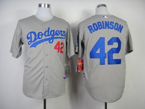 Dodgers #42 Jackie Robinson Grey Cool Base Stitched Jersey - Zenithce